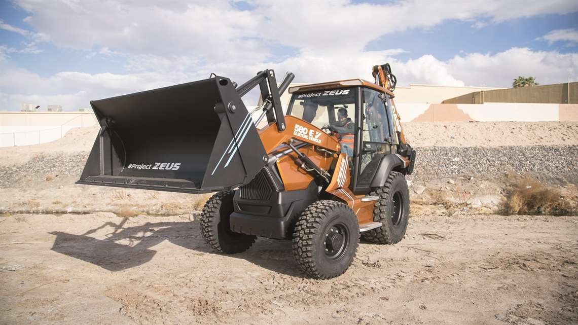 Case's 580 EV electric backhoe loader