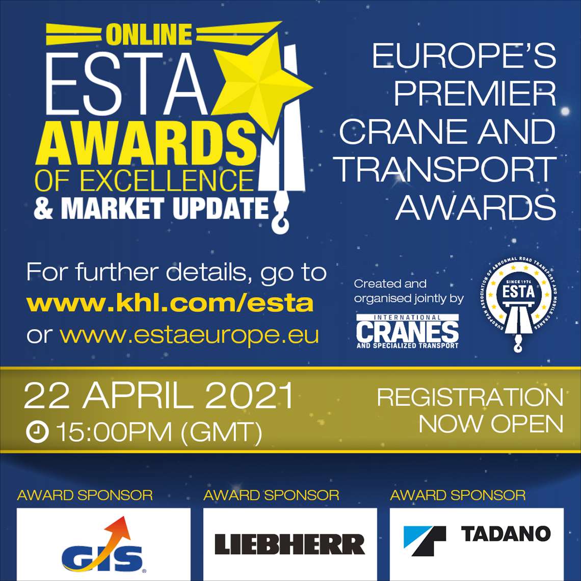 Logo and details of ESTA Awards 2021 event