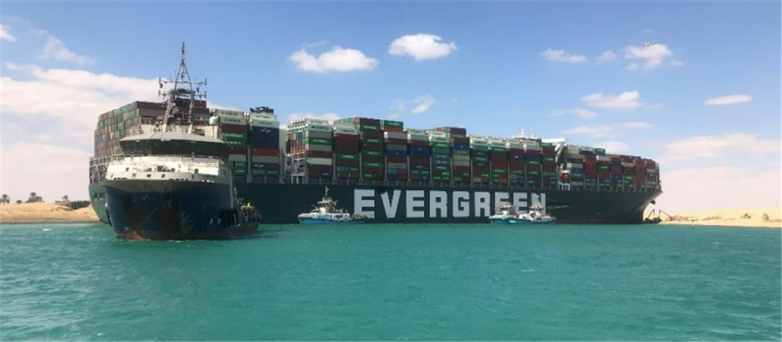 The Ever Given container ship is towed safely out of the Suez Canal in Egypt