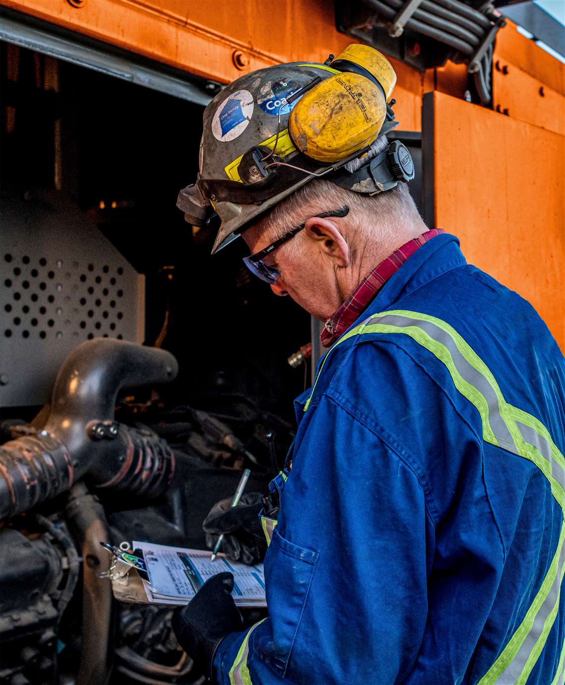 Hitachi machine undergoing servicing