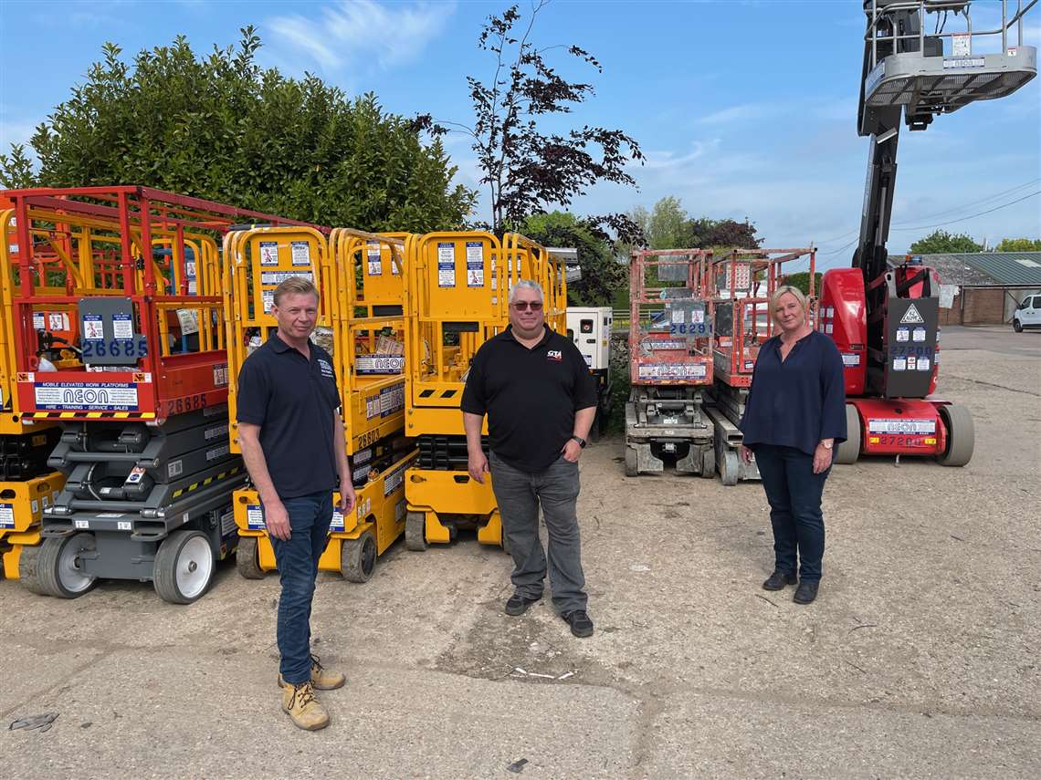 Left to right; Neon Lane Managing Director of Neon Hire Services, Jonathan Till Managing Director GTAccess, Rhonda Maisey Director Neon Hire Services