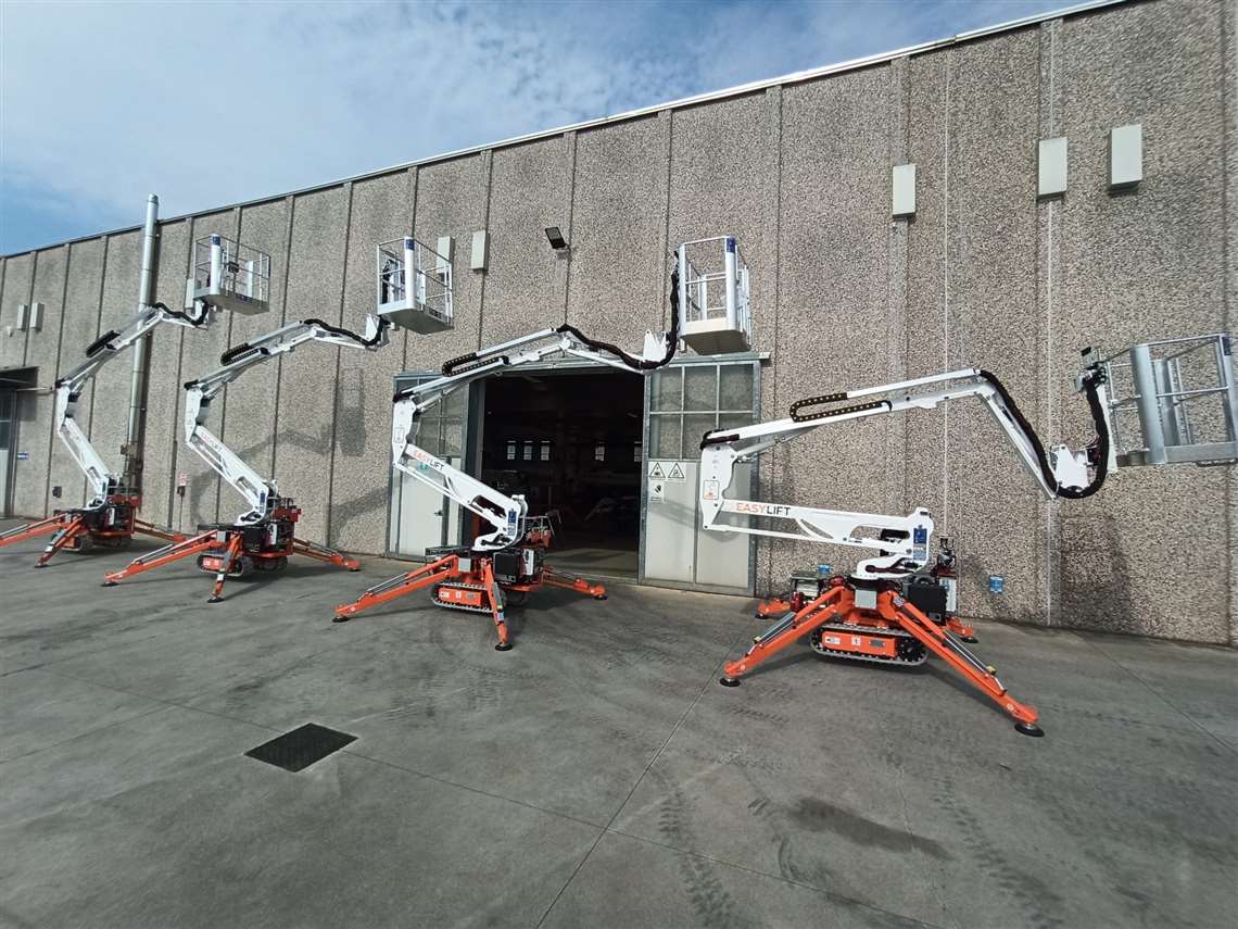 The four R130 spider lifts at Easy Lift's factory before delivery.
