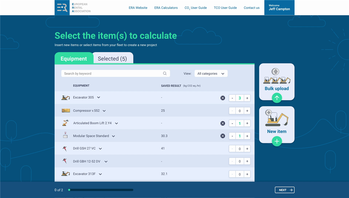 A screenshot of the CO2 Calculator 