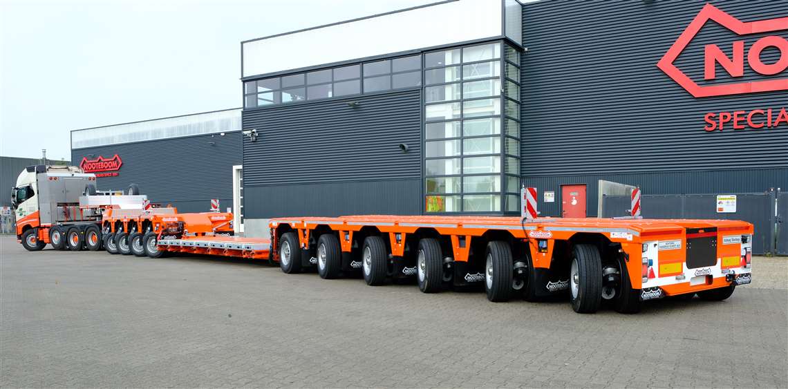 Nowhere much to apply a 300 mm diameter sticker on the side of this low-loader combination