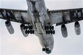 A cargo plane arrives at Lithuania's Kaunas Airport