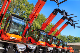 A row of Boels telehandlers