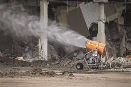 Adamo Group used two DB-60 misting cannons for the Eastland Shopping Center demolition project
