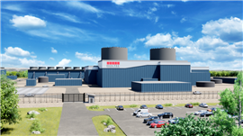 Digital rendering of Holtec’s Dual-Unit SMR-300 small modular nuclear plant in perspective view