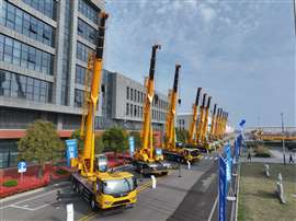 A lineup of XCMG cranes in the new G2 premium series