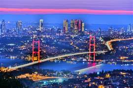 Panoramic view of Istanbul with the Bosphorus Bridge