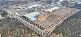 Aerial view of BMW's plant at San Luis Potosí in Mexico, with the planned new areas of the facility outlined in blue
