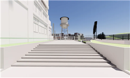 A 3D render of the water tower at the new Knoxville Smokies stadium