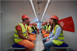 Webuild workers adapt to the pressure of working in the hyperbaric excavation site on the Casalnuovo tunnel in a special compensation chamber