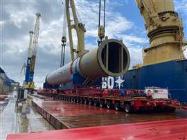 Jumbo used its 900 tonne shipboard cranes to put the vessel straight on to its 82 axle line combinations of modular and conventional trailer