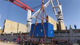 Vessel loading in China bound for Hamburg