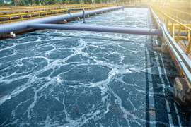 Tank or reservoir for biological purification and cleaning of dirty sewage water by active sludge. Modern technologies in wastewater treatment plant