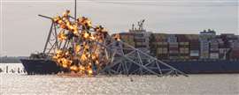 The flash point of the blast that severed the bridge truss