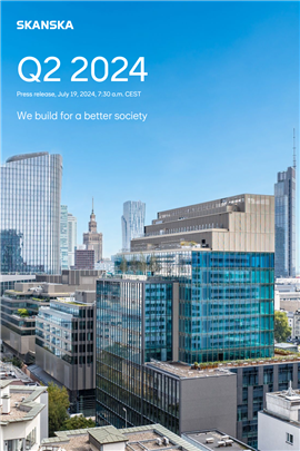 Skanska Q2 report Skanska's cover page for its 2024 second quarter report. (Image: Skanska)