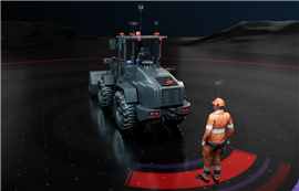Animation of a loader detecting a nearby worker