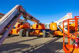 Row of telescopic boom lifts