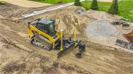 A compact loader utilizing the Trimble Earthworks grade control platform