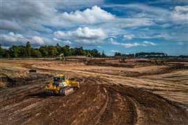 An engineered fill being placed by a dozer using Trimble Earthworks
