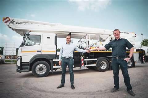 Left to right: Dominik Keller and Daniel Wenzel with the Bronto S70XR truck mount