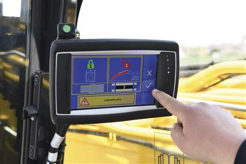 Komatsu PC490HRD-11 demo excavator with K100 HMI display panel