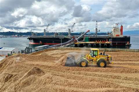 Un equipo de SK Rental operando en una faena portuaria.