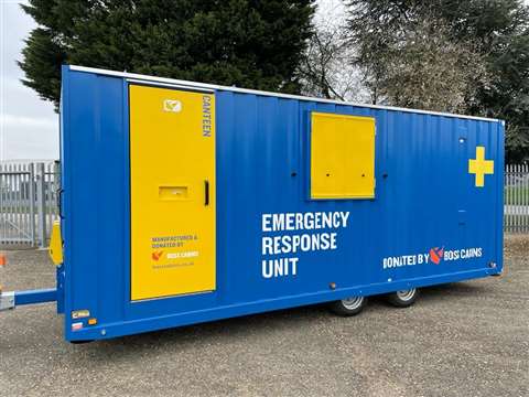 One of the completed welfare units to be sent to the Ukraine-Poland boarder.