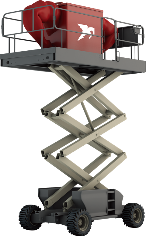 A scissor lift