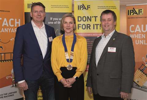 JLG's Karel Huijser, deputy president; Karin Nars, president; and Partnerlift's Kai Schliephake, vice president.