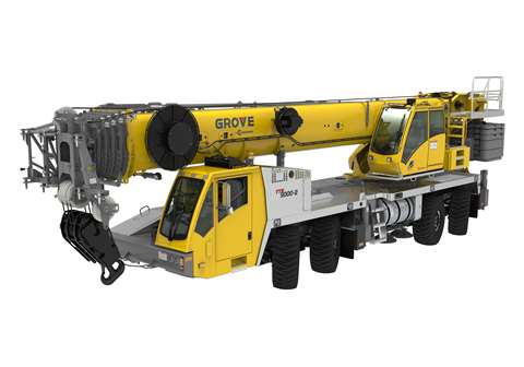 Yellow truck crane side view