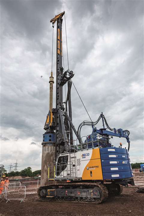 The 100 tonne Bauer eBG 33 electric drill rig
