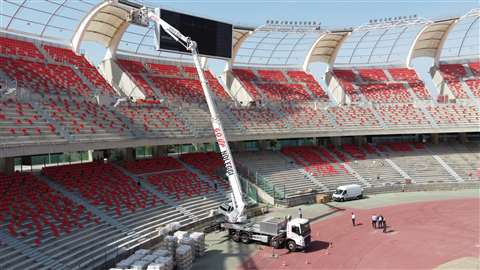 The MJ 685 telescopic truck mounted platform at the San Nicola stadium in Bari, Italy.