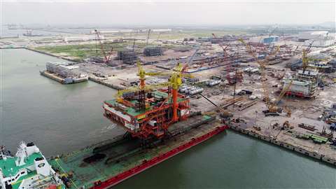 An aerial shot of a construction site