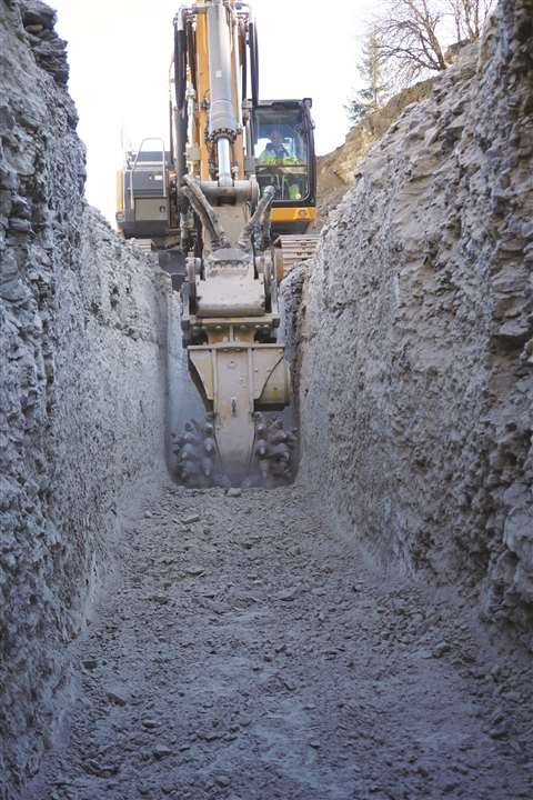 Construction machinery on use at a site