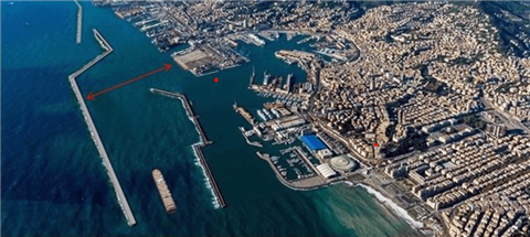 Aerial view of the Port of Genoa in Italy