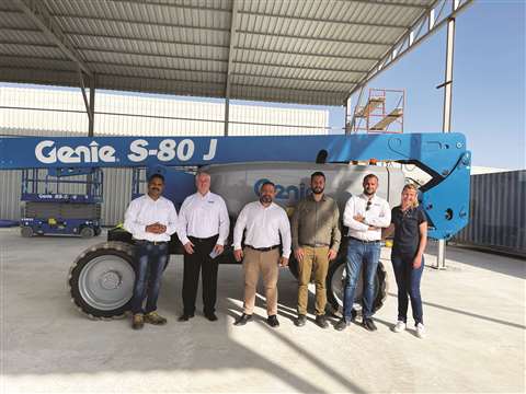 Genie S-80 J telescopic boom on a tour in the Middle East 