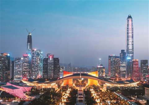 Night city view of Shenzhen, China.