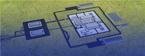 A rendering of a NuScale Power Voygr SMR plant