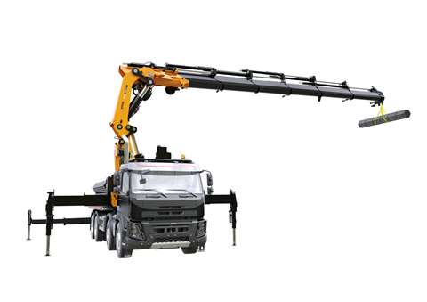 large yellow Effer loader crane by Hiab