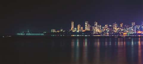 The Mumbai skyline at night. Mumbai is key to India's construction industry.