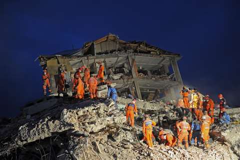 Houses damaged by the earthquake in Elazig Turkey 