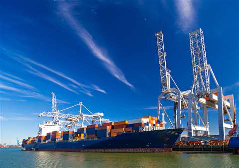 A large container vessel at the Port of Rotterdam. Photo: Adobe Stock