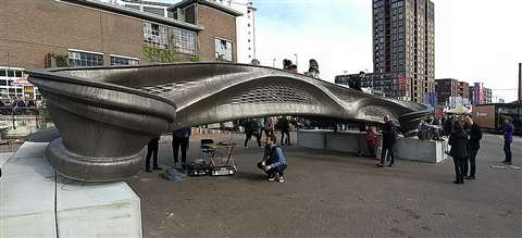 MX3D's 3D printed bridge at Dutch Design Week in Eindhoven