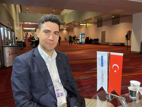 Oğuz Yusuf Yiğit , secretary general of IMDER and ISDER association, pictured on the IMDER stand at the conExpo-Con/Agg show.