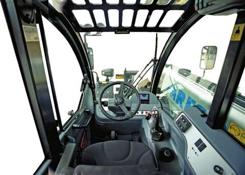 Inside the cab of Faresin's 6.26 Full Electric MY 2023 telehandler