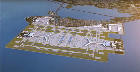 A digital rendering of Sangley Point International Airport 