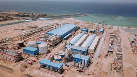 Aerial view of the Shuaibah III Expansion II desalination plant in Saudi Arabia